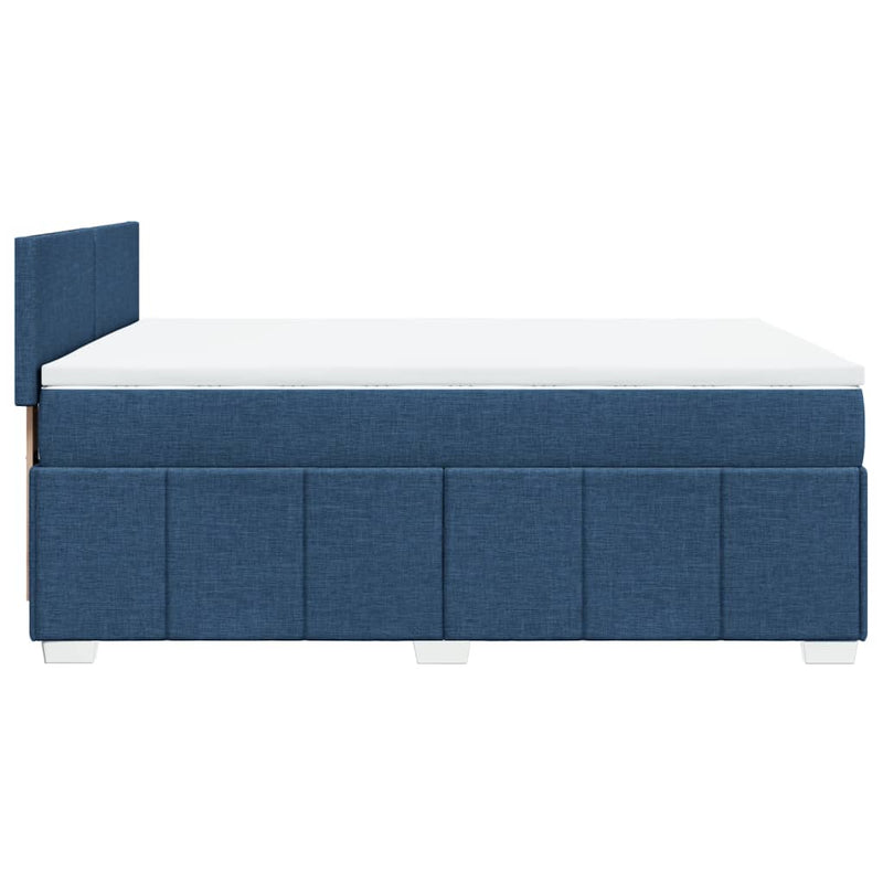 Boxspringbett mit Matratze Blau 160x200 cm Stoff