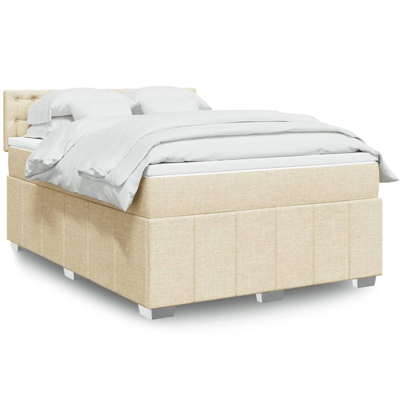 Boxspringbett mit Matratze Creme 160x200 cm Stoff