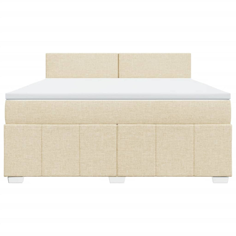 Boxspringbett mit Matratze Creme 180x200 cm Stoff