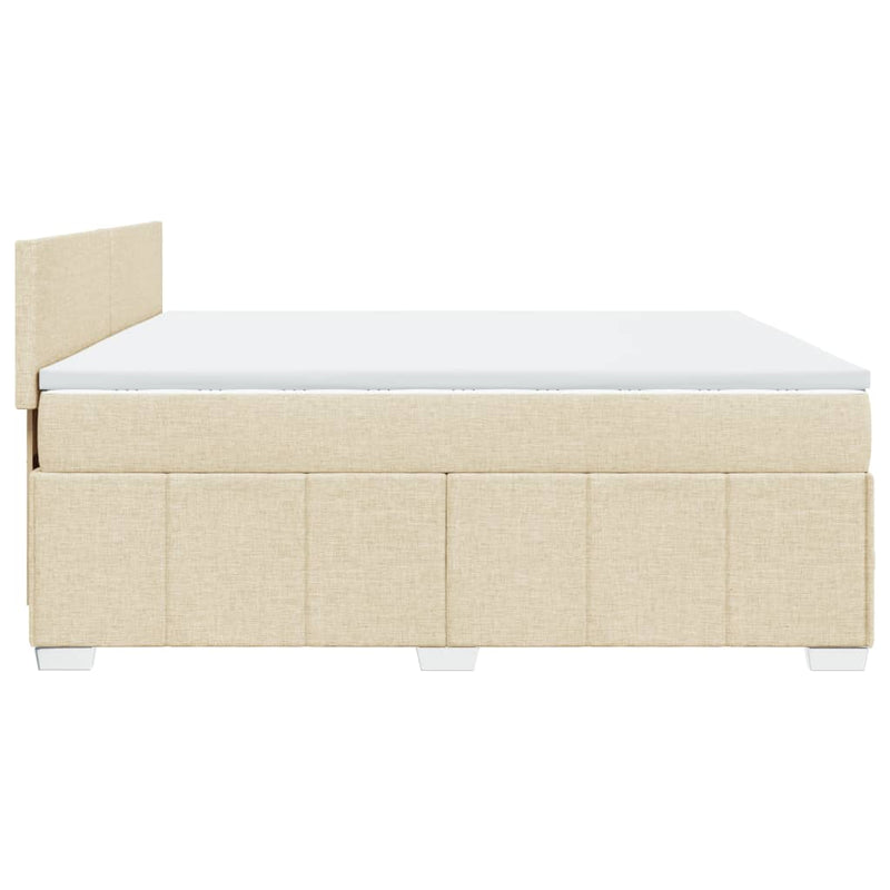 Boxspringbett mit Matratze Creme 180x200 cm Stoff