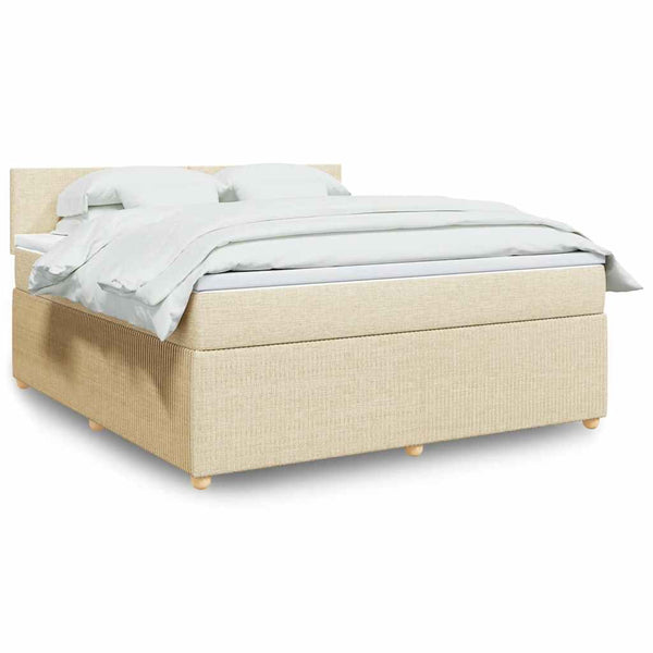 Boxspringbett mit Matratze Creme 180x200 cm Stoff