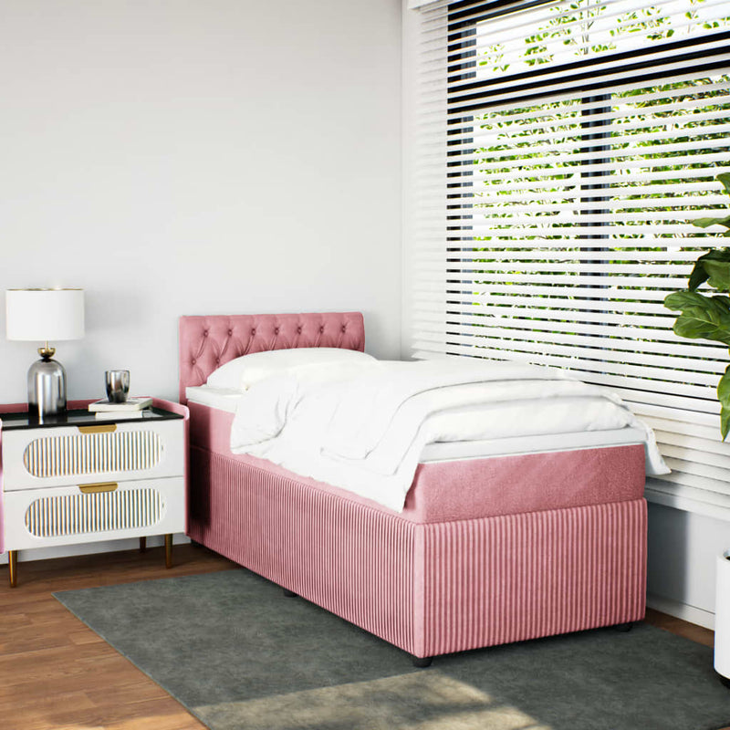 Boxspringbett mit Matratze Rosa 80x200 cm Samt