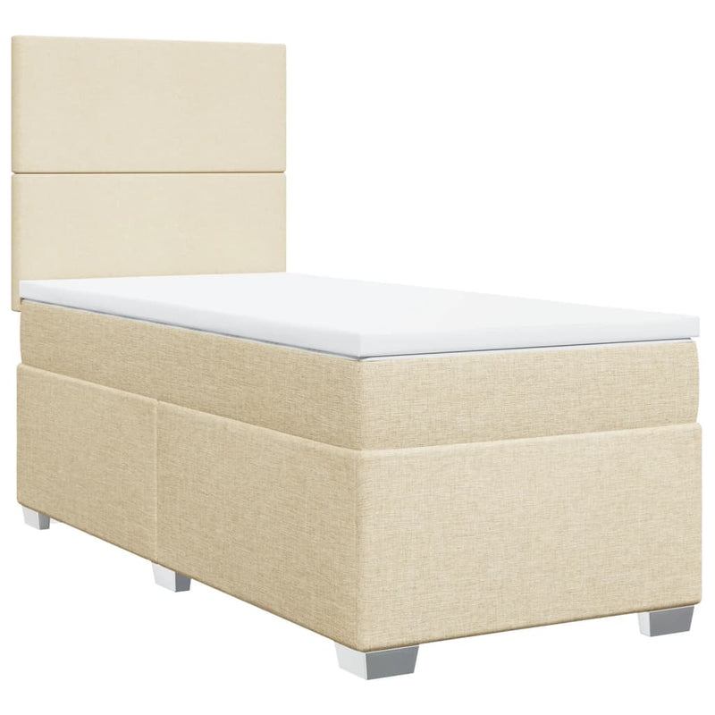 Boxspringbett mit Matratze Creme 90x190 cm Stoff