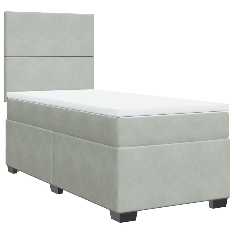 Boxspringbett mit Matratze Hellgrau 80x200 cm Samt