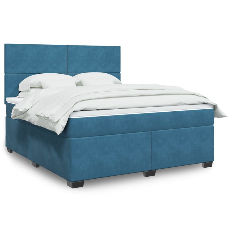 Boxspringbett mit Matratze Blau 180x200 cm Samt