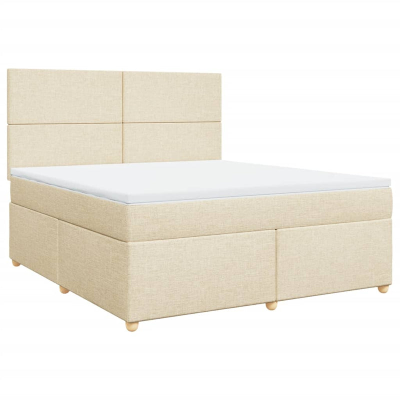 Boxspringbett mit Matratze Creme 180x200 cm Stoff