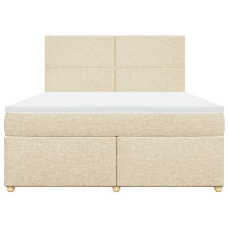 Boxspringbett mit Matratze Creme 180x200 cm Stoff