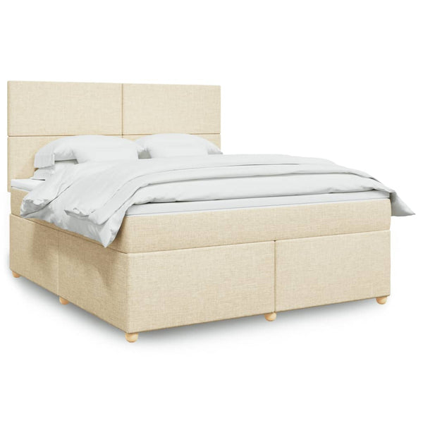 Boxspringbett mit Matratze Creme 180x200 cm Stoff