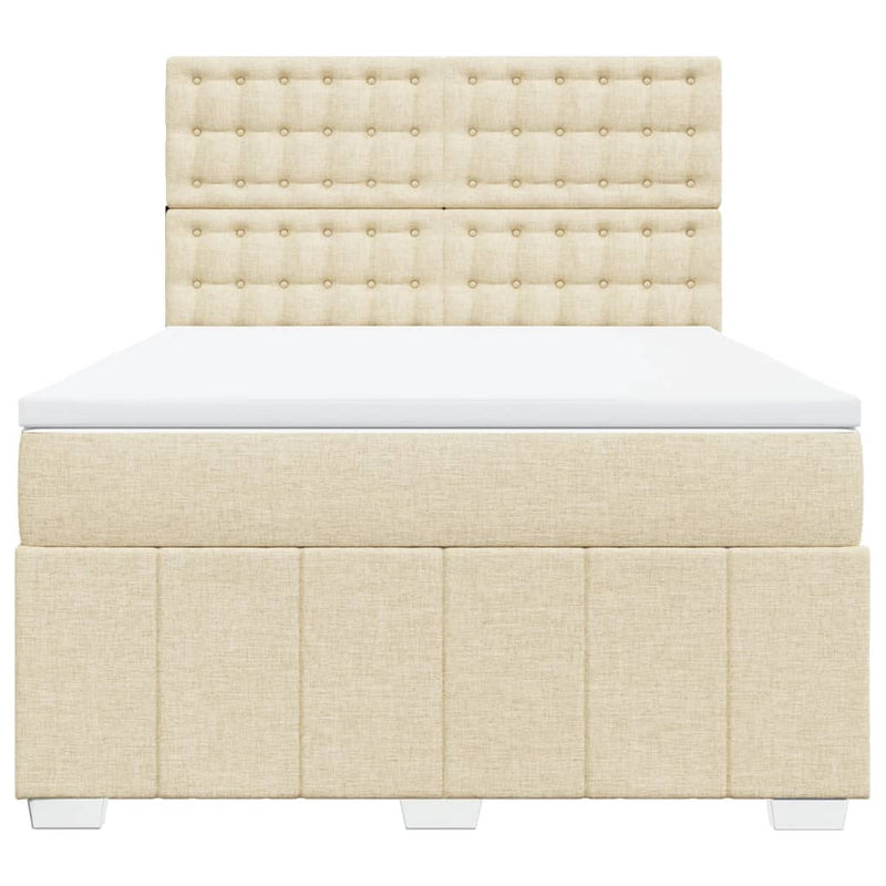 Boxspringbett mit Matratze Creme 160x200 cm Stoff