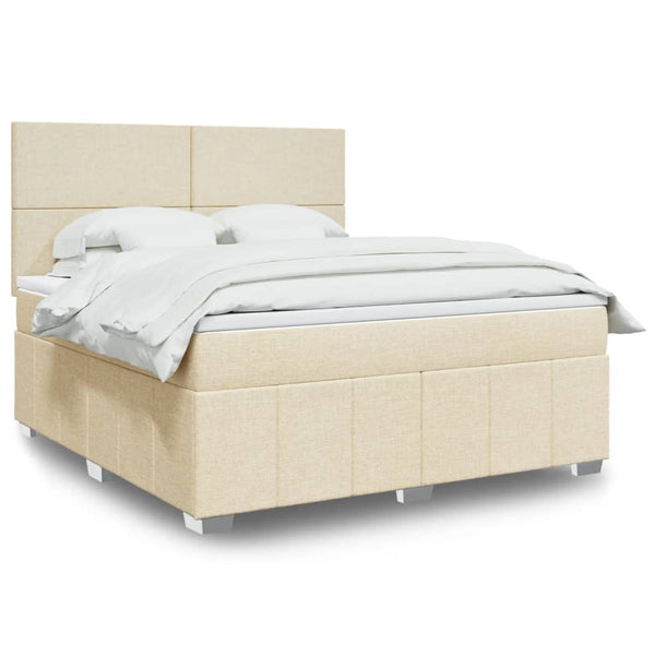 Boxspringbett mit Matratze Creme 180x200 cm Stoff