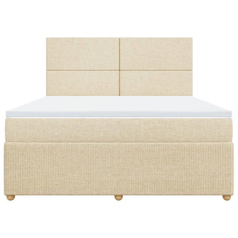 Boxspringbett mit Matratze Creme 180x200 cm Stoff