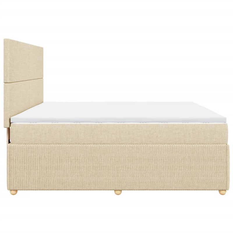 Boxspringbett mit Matratze Creme 180x200 cm Stoff