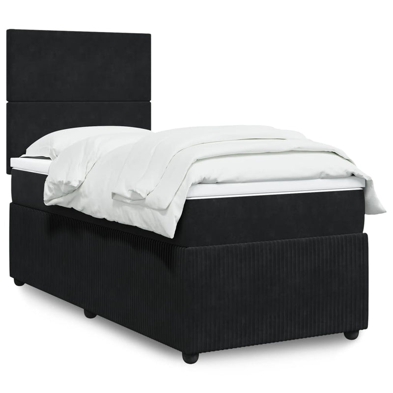 Boxspringbett mit Matratze Schwarz 90x190 cm Samt