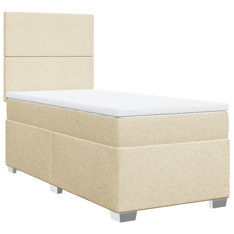 Boxspringbett mit Matratze Creme 90x200 cm Stoff