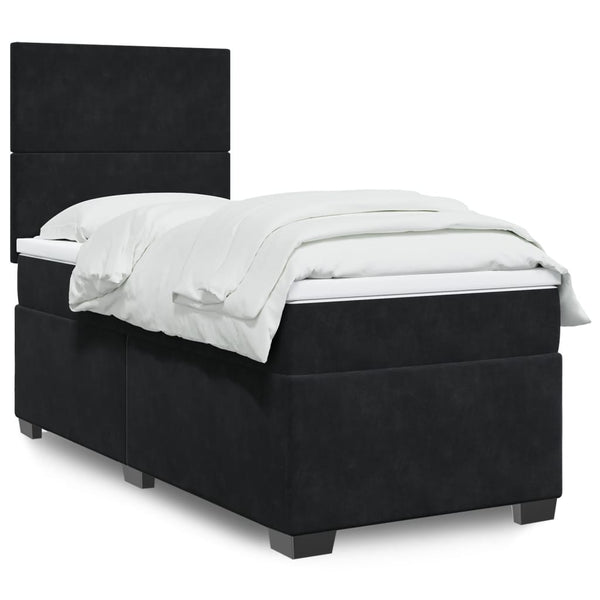 Boxspringbett mit Matratze Schwarz 90x190 cm Samt