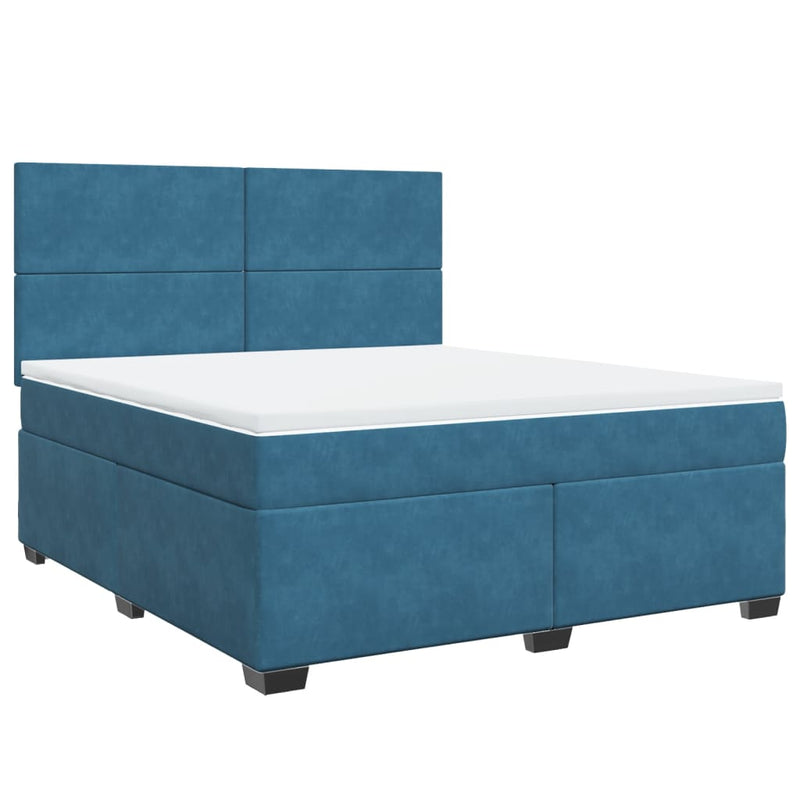 Boxspringbett mit Matratze Blau 180x200 cm Samt