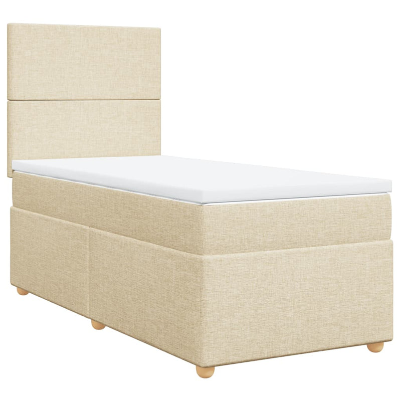 Boxspringbett mit Matratze Creme 90x190 cm Stoff