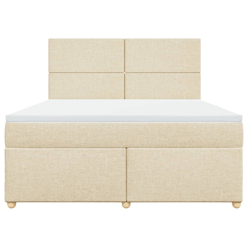 Boxspringbett mit Matratze Creme 180x200 cm Stoff