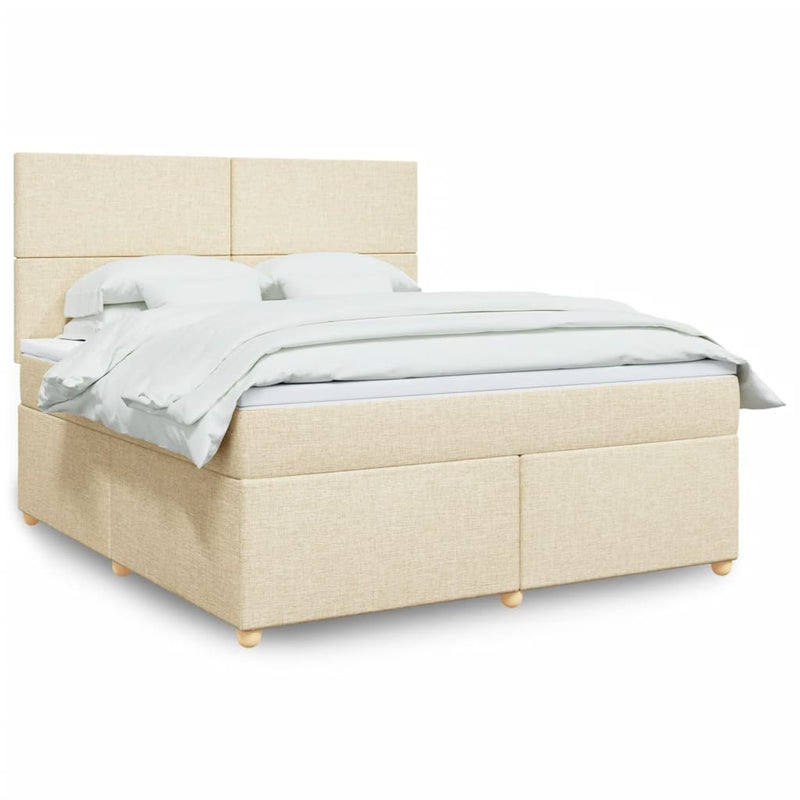 Boxspringbett mit Matratze Creme 180x200 cm Stoff