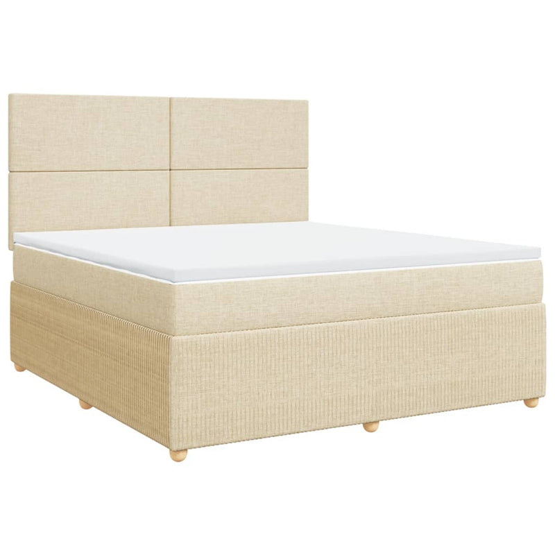 Boxspringbett mit Matratze Creme 180x200 cm Stoff