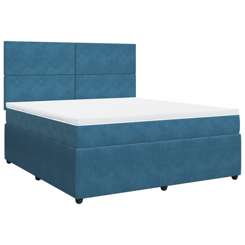 Boxspringbett mit Matratze Blau 180x200 cm Samt