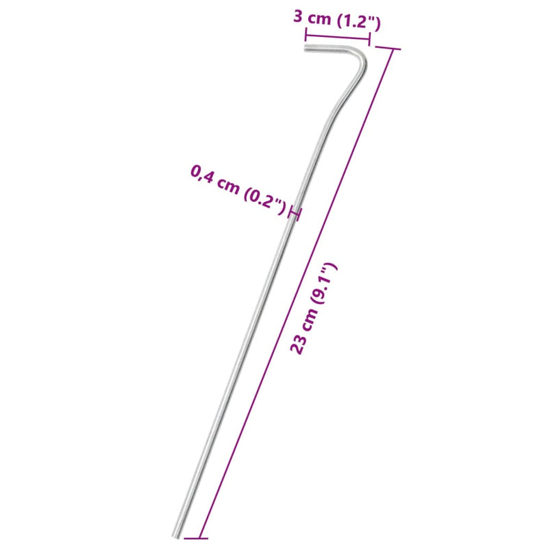 Zeltheringe 50 Stk. 23 cm Ø4 mm Verzinkter Stahl