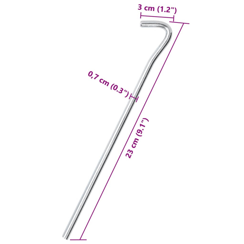 Zeltheringe 25 Stk. 23 cm Ø7 mm Verzinkter Stahl