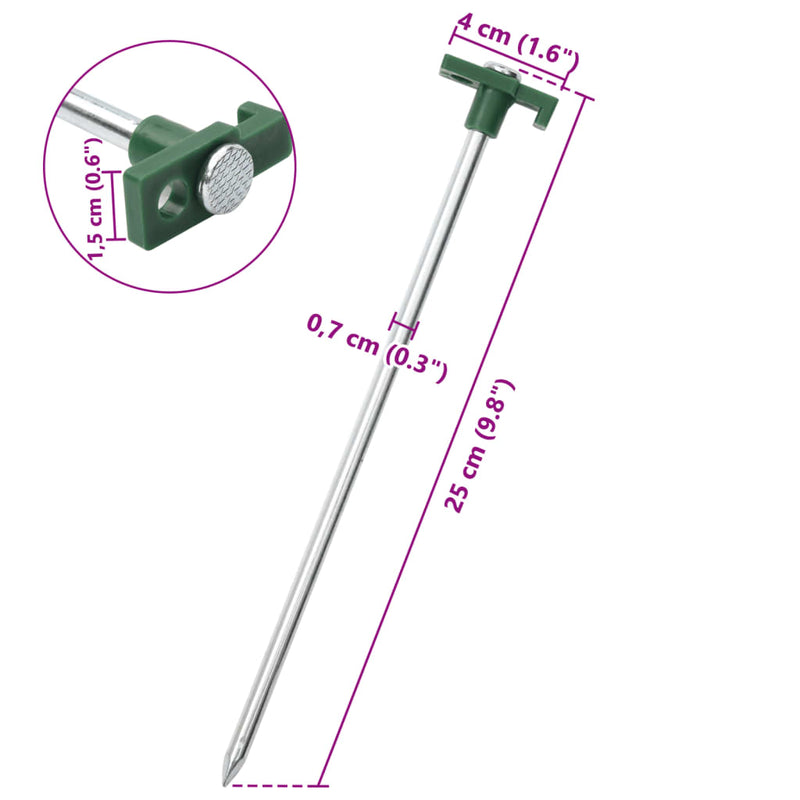 Zeltheringe 12 Stk. 25 cm 7 mm Verzinkter Stahl und PP