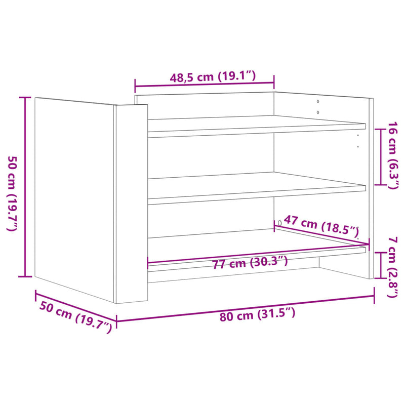 Couchtisch Braun Eichen-Optik 80x50x50 cm Holzwerkstoff