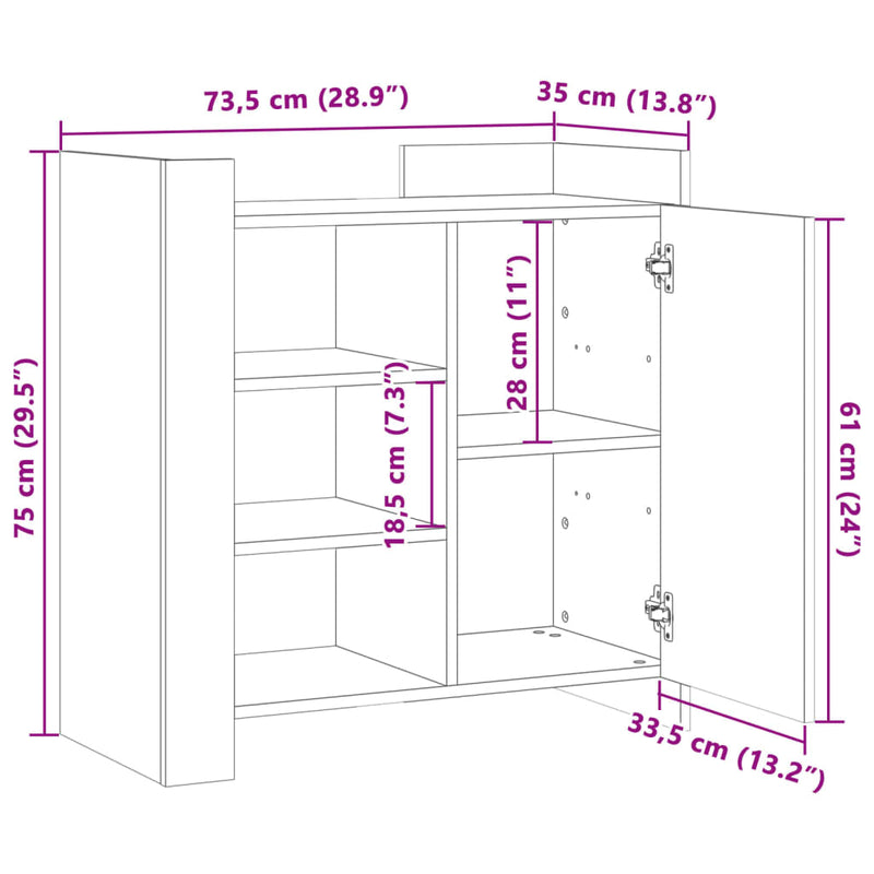 Sideboard Schwarz 73,5x35x75 cm Holzwerkstoff