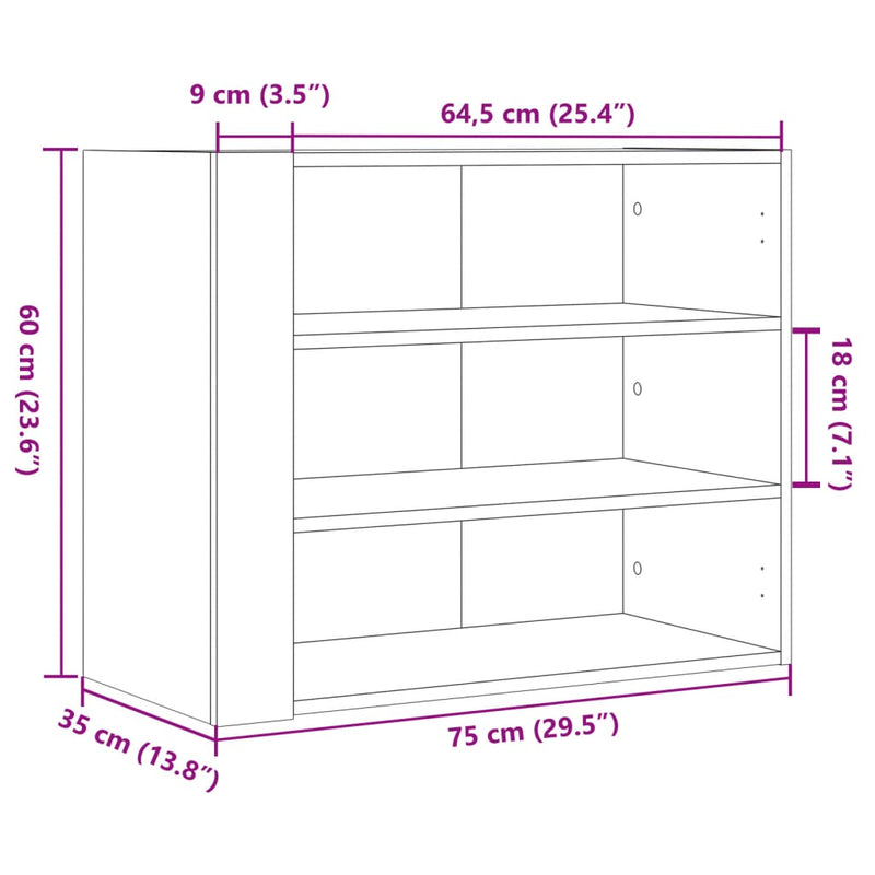 Wandregal Sonoma-Eiche 75x35x60 cm Holzwerkstoff