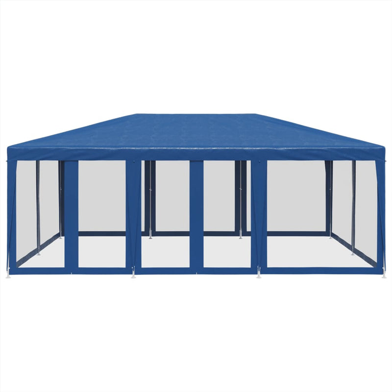 Partyzelt mit 10 Mesh-Seitenteilen Blau 6x4 m HDPE