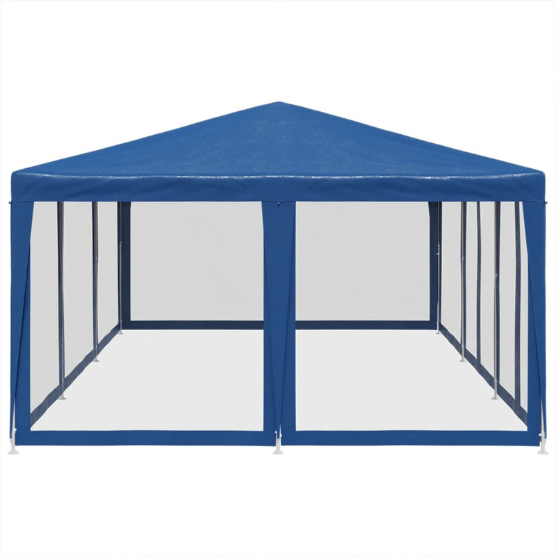 Partyzelt mit 10 Mesh-Seitenteilen Blau 6x4 m HDPE