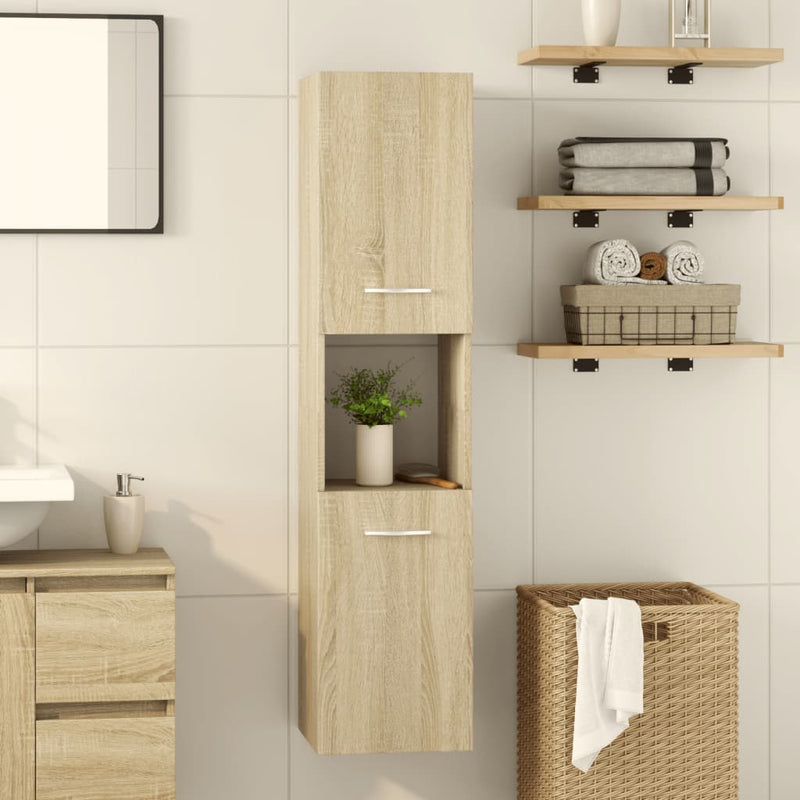 Badezimmerschrank Sonoma-Eiche 30x30x130 cm Holzwerkstoff