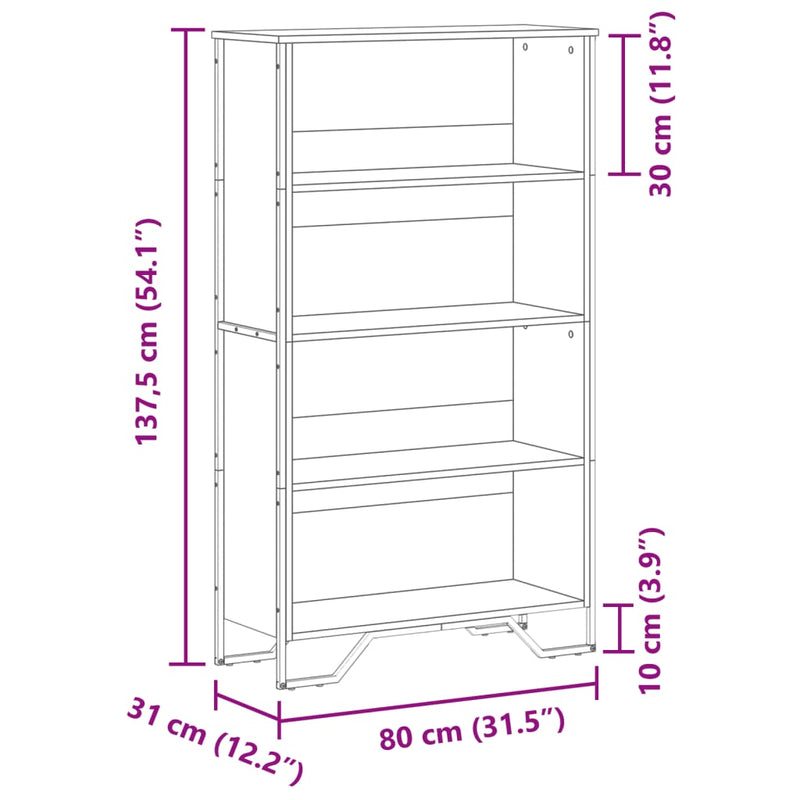 Bücherregal Braun Eichen-Optik 80x31x137,5 cm Holzwerkstoff