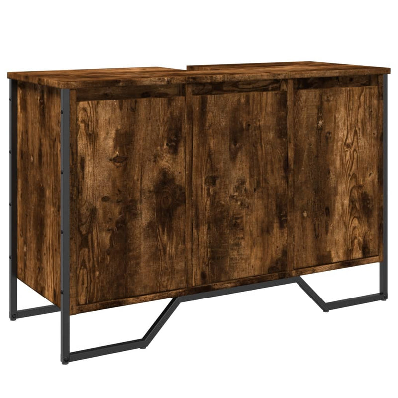 Waschbeckenunterschrank Räuchereiche 91x35x60 cm Holzwerkstoff