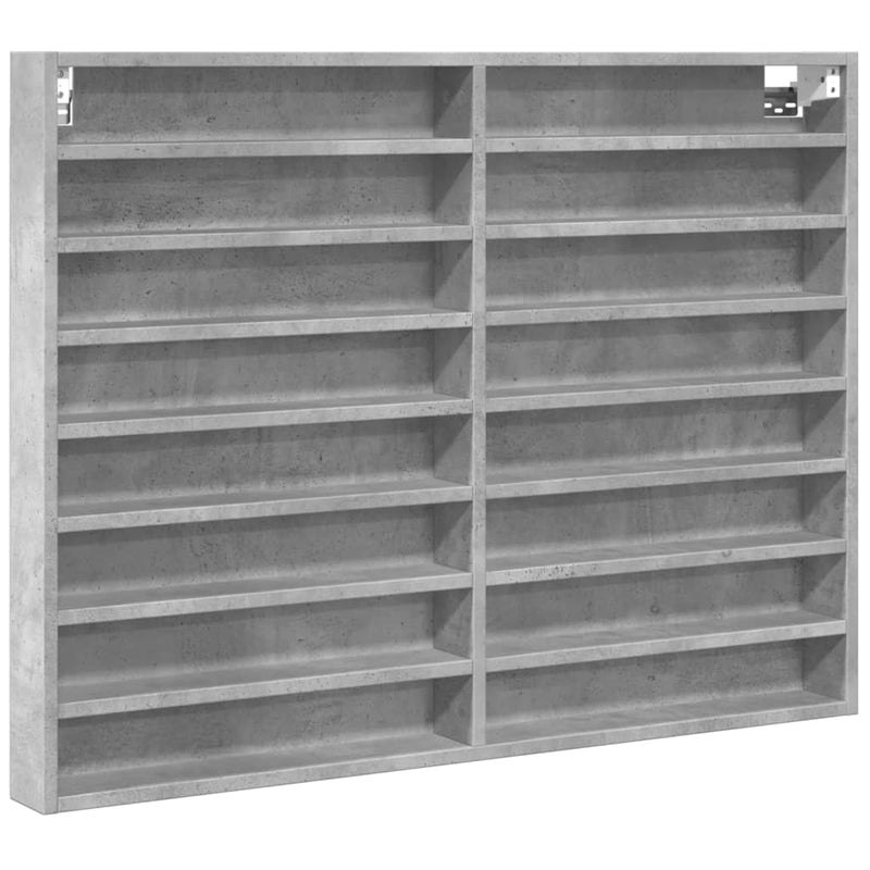 Vitrinenschrank Betongrau 100x8,5x75 cm Holzwerkstoff