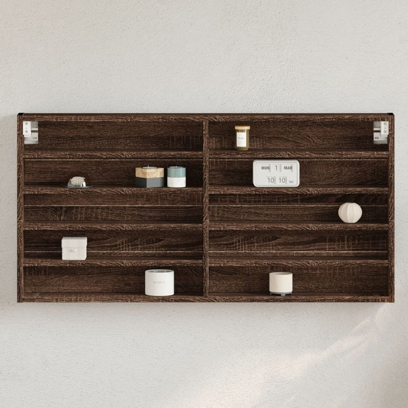 Vitrinenschrank Braun Eichen-Optik 100x8,5x50 cm Holzwerkstoff