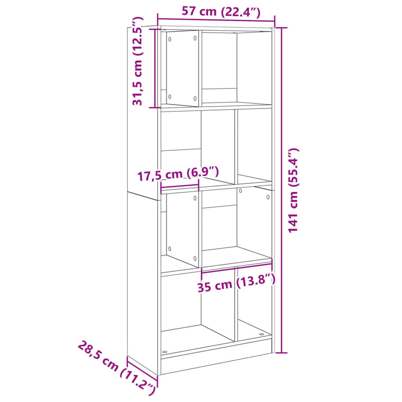 Bücherregal Sonoma-Eiche 57x28,5x141 cm Holzwerkstoff