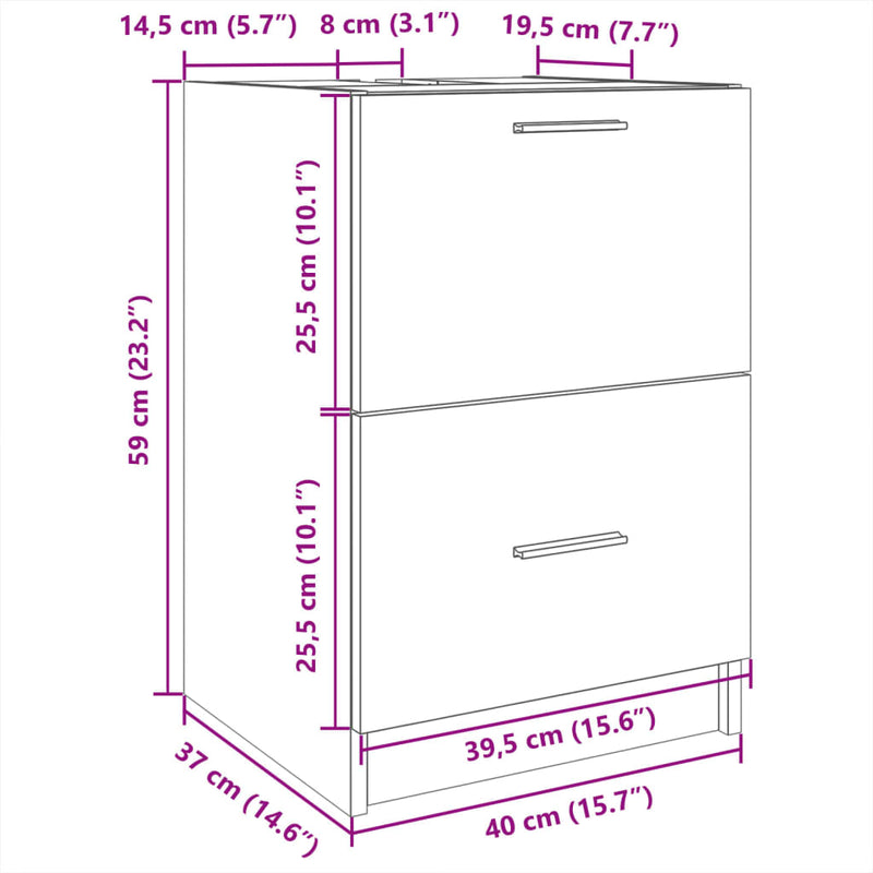 Waschbeckenunterschrank Sonoma-Eiche 40x37x59 cm Holzwerkstoff