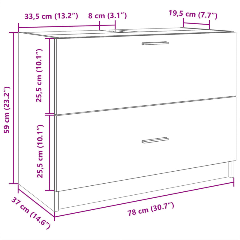 Waschbeckenunterschrank Sonoma-Eiche 78x37x59 cm Holzwerkstoff