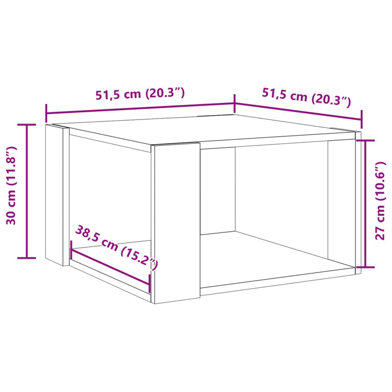 Couchtisch Grau Sonoma-Eiche 51,5x51,5x30 cm Holzwerkstoff