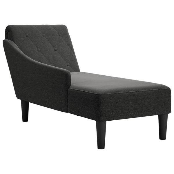 Chaiselongue mit Kissen und Rechter Armlehne Schwarz Stoff