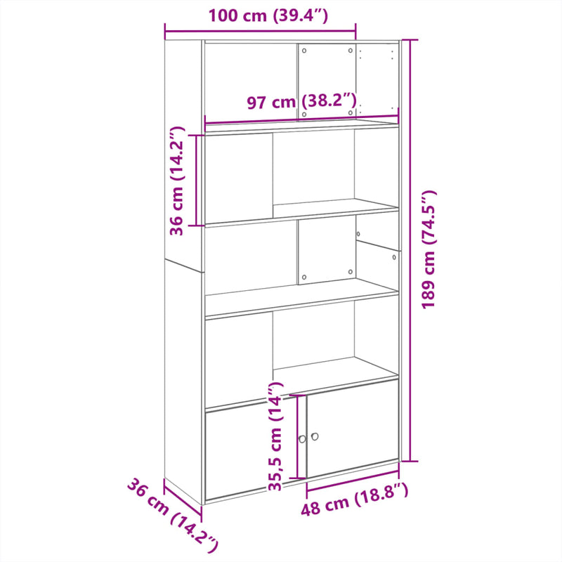 Bücherregal Weiß 100x36x189 cm Holzwerkstoff