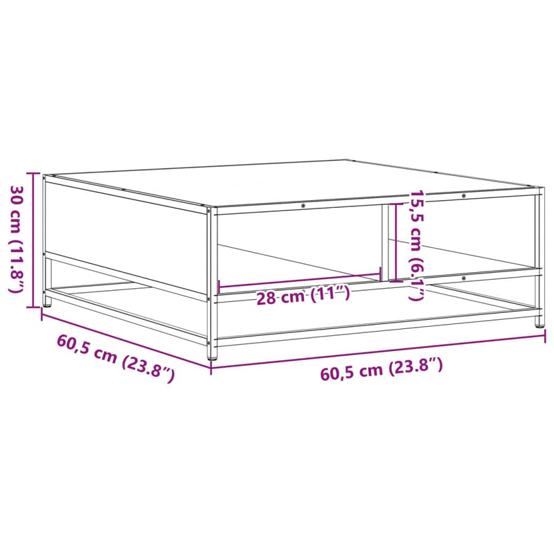 Couchtisch Schwarz 60,5x60,5x30 cm Holzwerkstoff und Metall