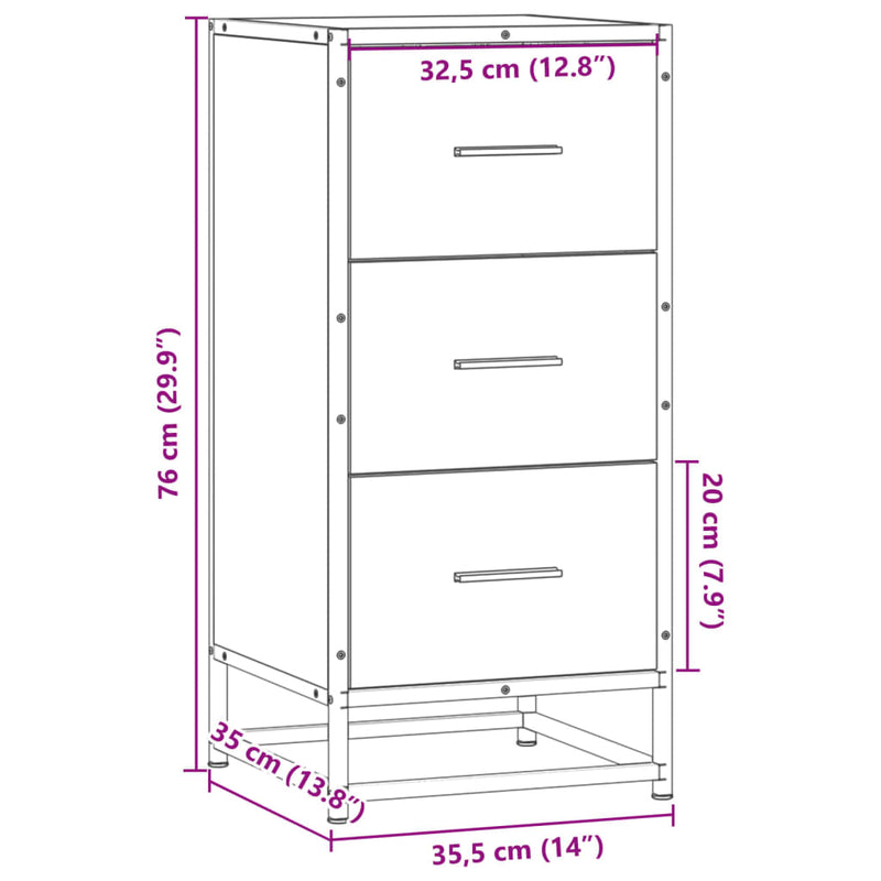 Sideboard Schwarz 35,5x35x76 cm Holzwerkstoff und Metall