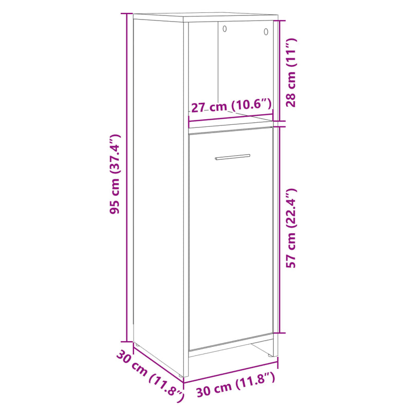 Badezimmerschrank Sonoma-Eiche 30x30x95 cm Holzwerkstoff