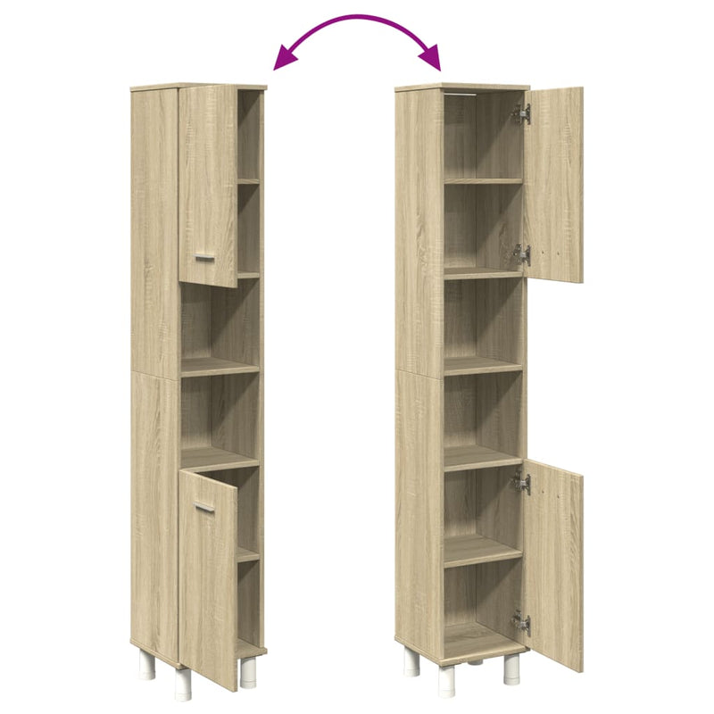 Badschrank Sonoma-Eiche 30,5x30x179 cm Holzwerkstoff