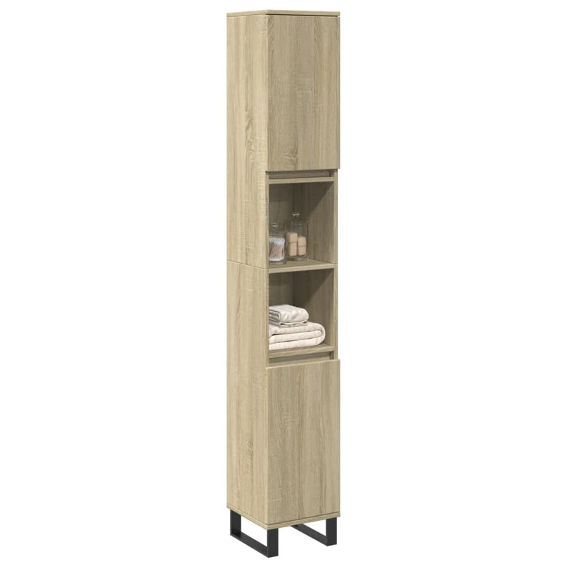 Badschrank Sonoma-Eiche 30x30x190 cm Holzwerkstoff