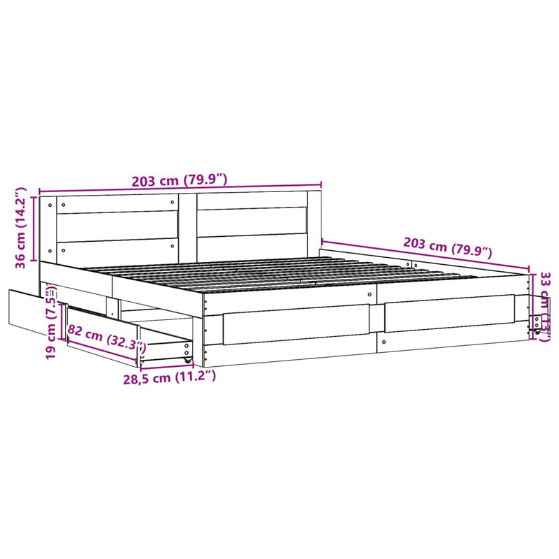 Bettgestell mit Kopfteil ohne Matratze Weiß 200x200 cm